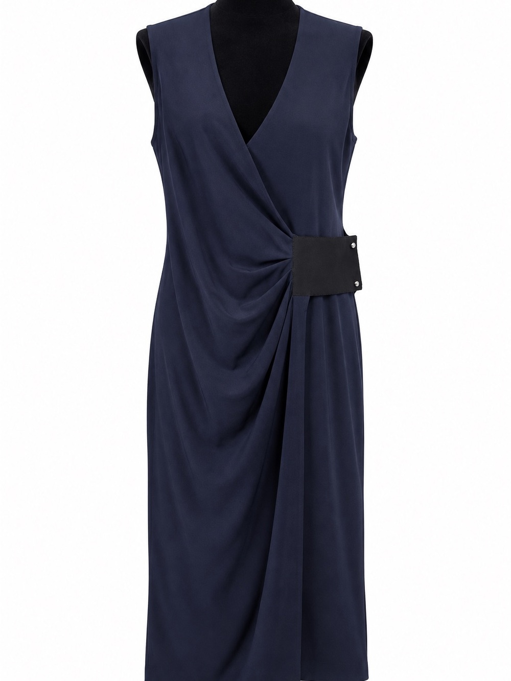 10 Crosby Derek Lam Sleeveless Navy Draped V-Neck Dress